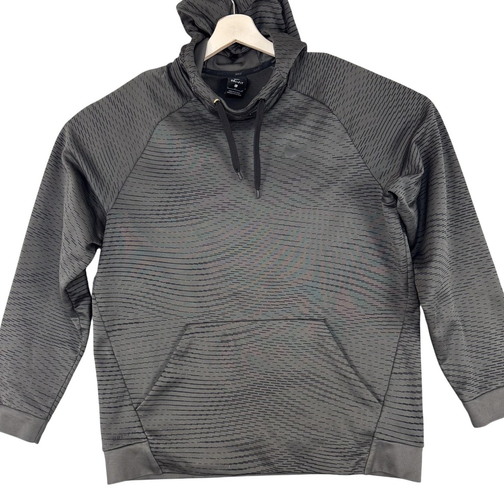 Nike Dri-FIT Hoodie Mens Large Gray Patterned Pullover Fleece Outdoor 860481-038